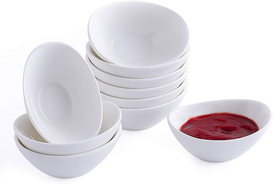 BABALIU 2.5 oz Porcelain Dipping Bowls Set of 10, Mini Bowls White Ceramic Sauce Bowl/Dish, Littl... | Amazon (US)