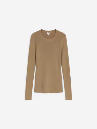 Rib-Knit Merino Top – Dark Beige – Women – ARKET GB | Arket UK
