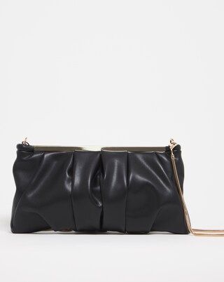 Ruched Clutch Bag With Shoulder Strap | Simply Be (UK)