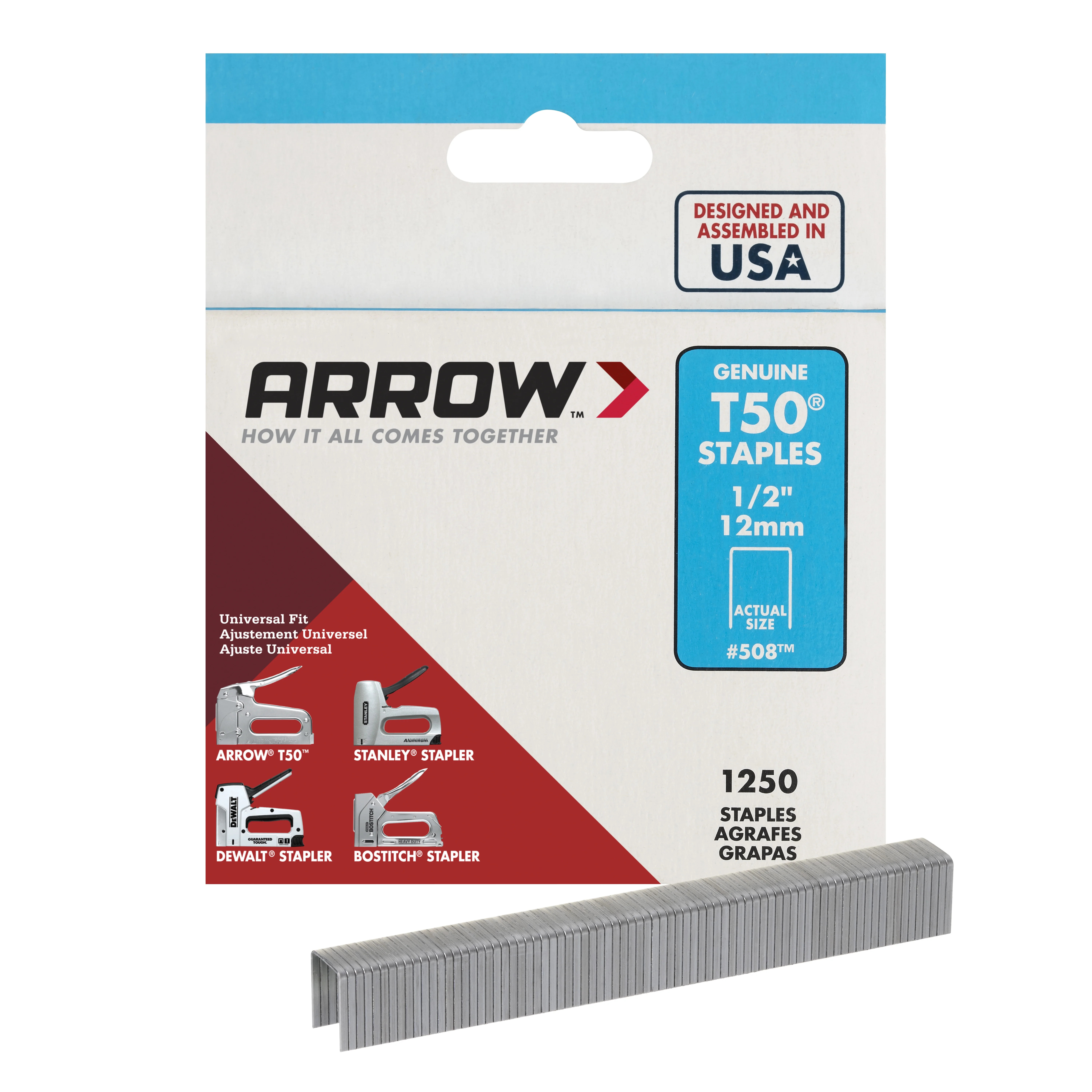 Arrow 1/2-Inch T50 Staples, 1250 Count | Walmart (US)