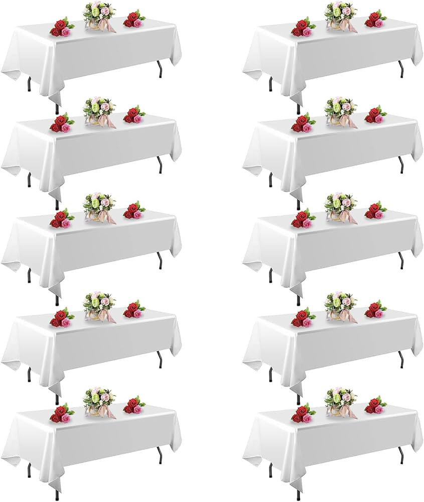 FINDYOU 10 Pack White Table Cloth Rectangle Table 60 x 102 Inch Tablecloths for 6 Foot Rectangle ... | Amazon (US)