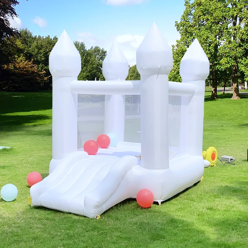 6' x 9' White Bounce House with Slide and Air Blower | Wayfair North America