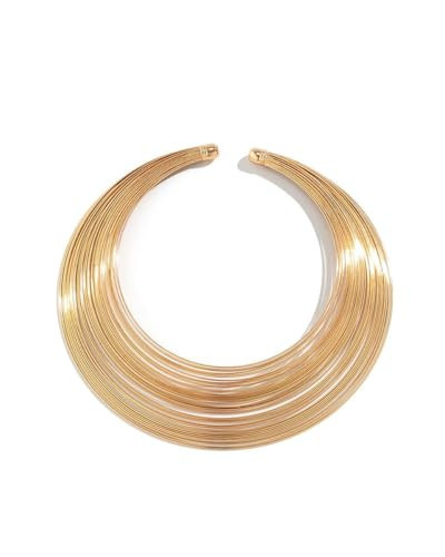 ALRNBY Chunky Gold Cuff Necklace for Women Gold Statement Choker for Women Gold/Silver African Tribe Wide Metal Choker Necklace Jewelry (Style2-Gold1) | Amazon (US)