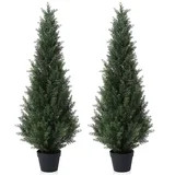 DR.Planzen Artificial Cedar Tree 2 Pack 4 ft Outdoor Artificial Topiary Cedar Plants Fake Tree UV... | Walmart (US)