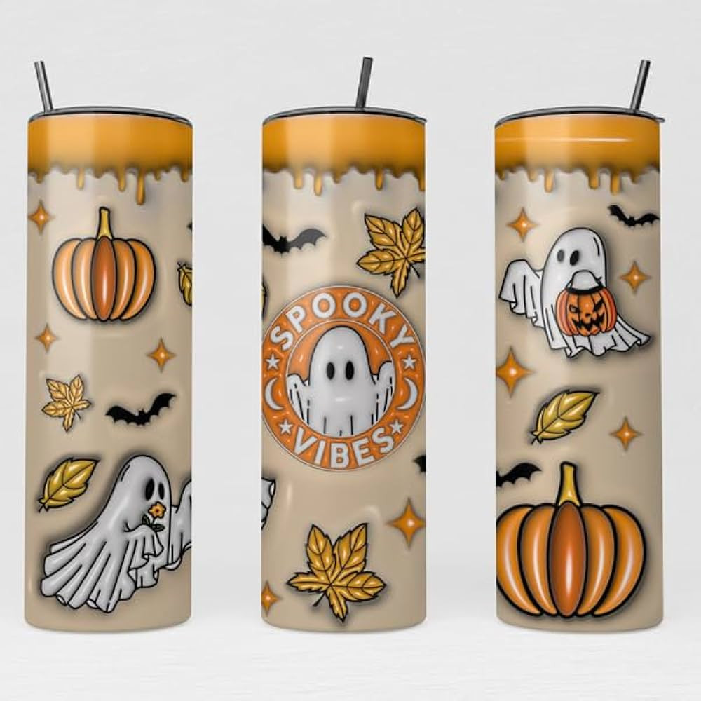 SPYRAMID Spooky Vibes Ghost Tumbler With Handle 3D Effect, Halloween 20oz Tumbler, Cute Spooky Se... | Amazon (US)