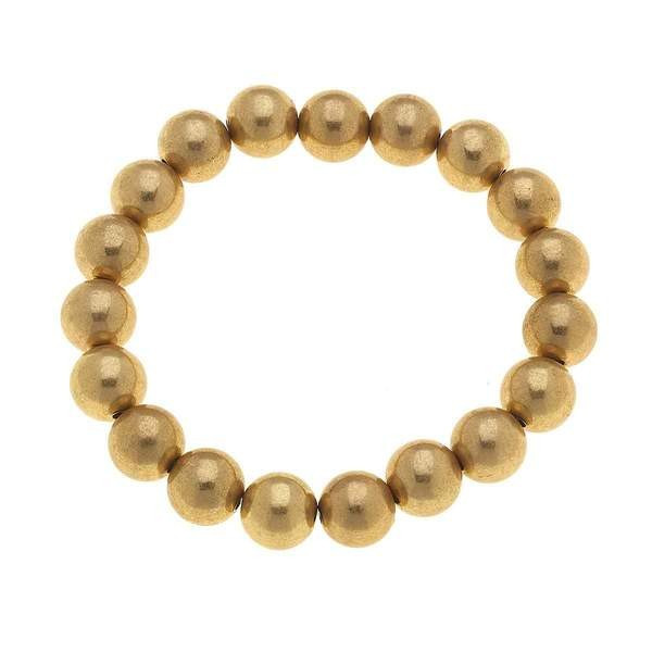 Chloe Beaded Stretch Bracelet in Worn Gold | CANVAS