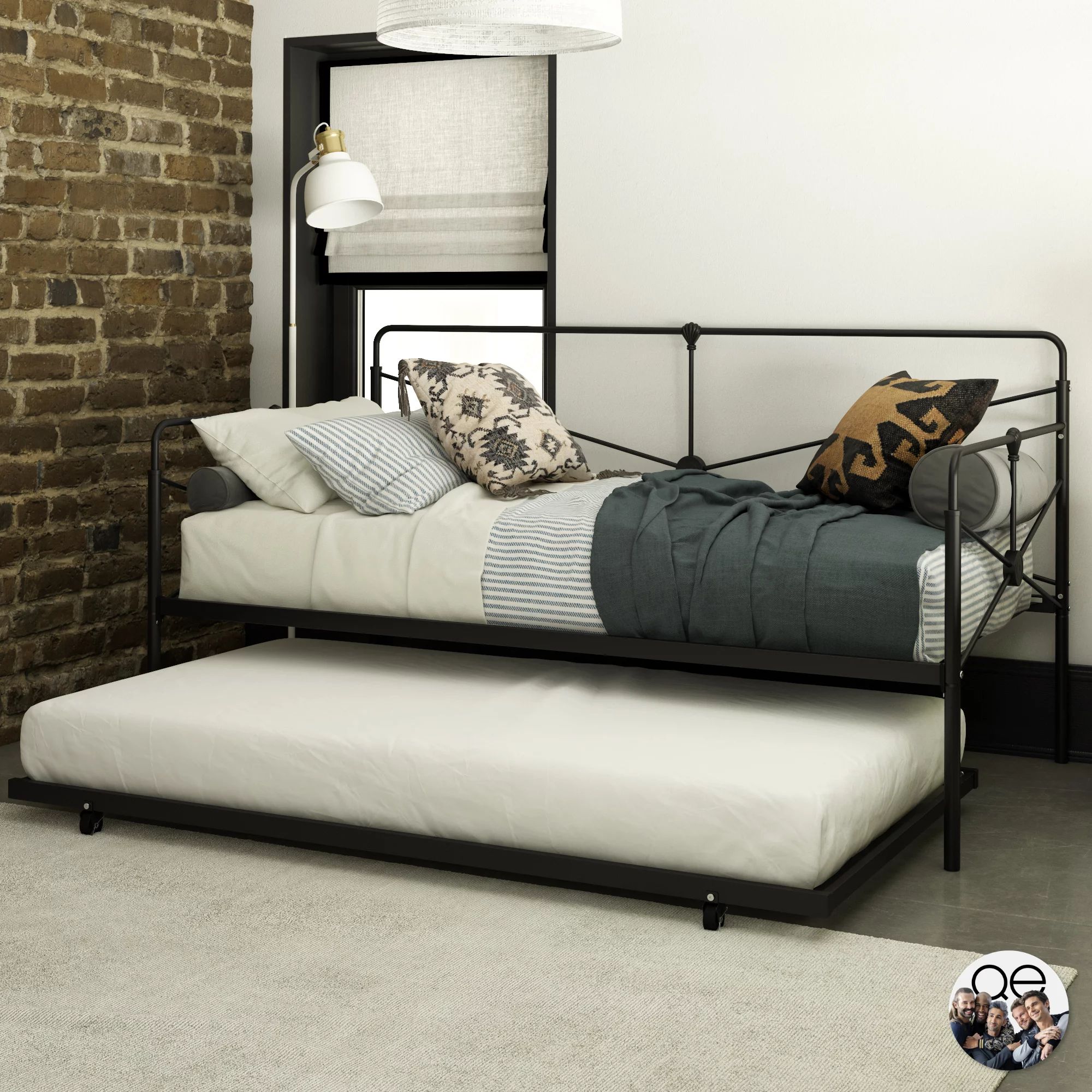 Queer Eye Leopold Metal Daybed, Black, Twin/Twin Size | Walmart (US)