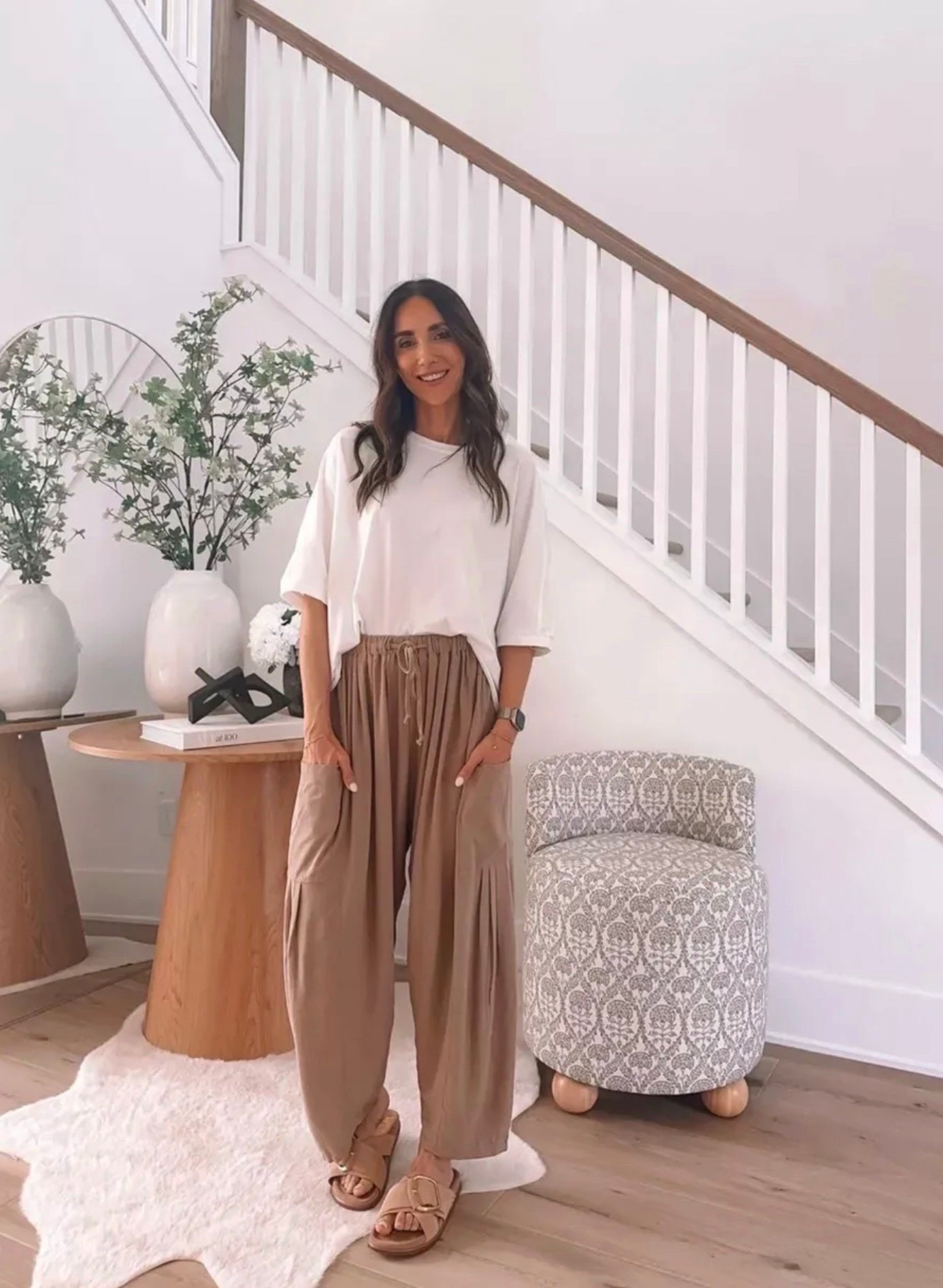 Springtime outfit effortless chic brown pants white blouse Amazon finds elevated casual Annabrstyle 

#LTKootd #LTKmomlife #LTKdayinmylife