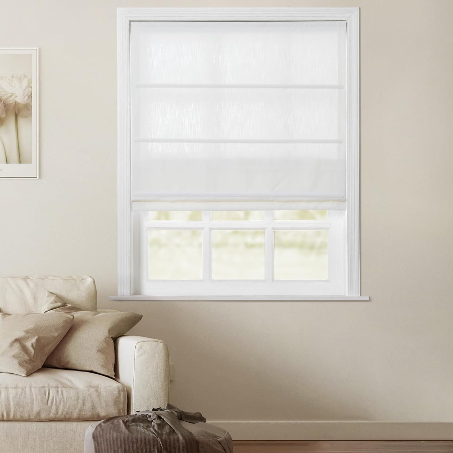 TWOPAGES Cordless Roman Shades Linen Textured Cotton Roman Blinds for Windows, Custom Made Room D... | Amazon (US)