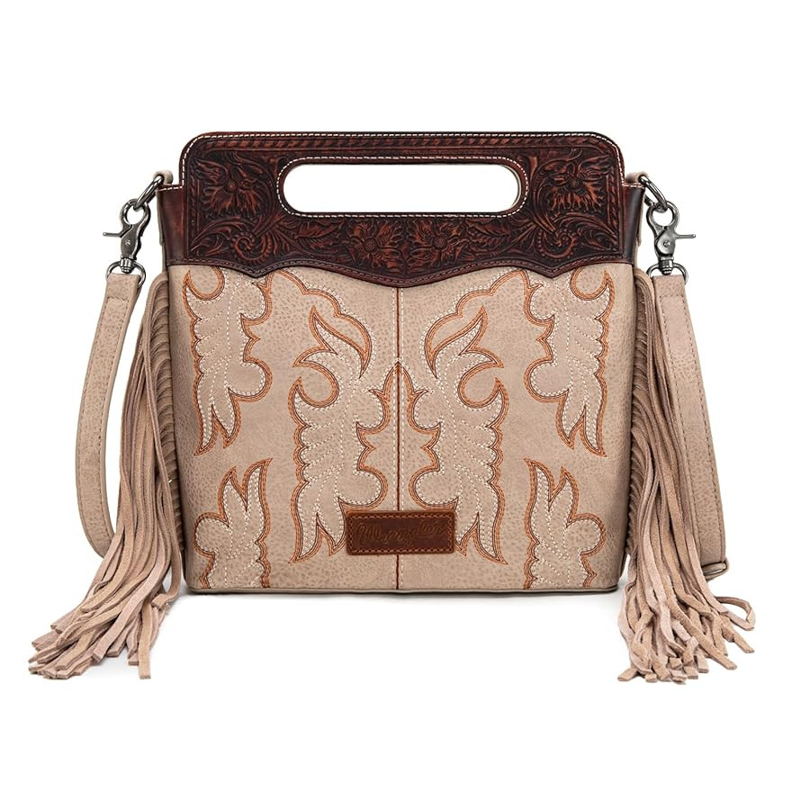 Wrangler Crossbody Bags for Women Western Fringe Top Handle Handbags Embroidered Boot Scroll Cros... | Amazon (US)