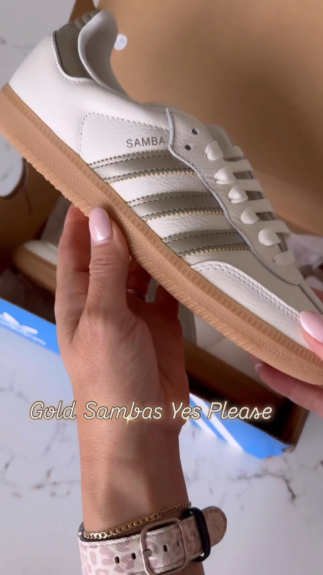 Check out my new gold samba Adidas I wear a women's 7.5 or a men's seven so that means I go down a full size in my regular sneaker size which is an 8.5

#LTKFindsUnder100 #LTKOver40 #LTKBacktoSchool