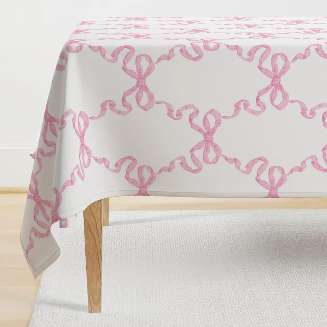 Rococo Ribbon Tablecloth - Large Ribbon Trellis by Danika_herrick - Pink on White Valentine Femin... | Etsy (US)