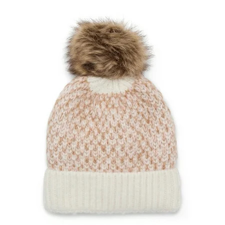 Time and Tru Women's Birdseye Beanie, One Size Fits Most, Brown Combo | Walmart (US)
