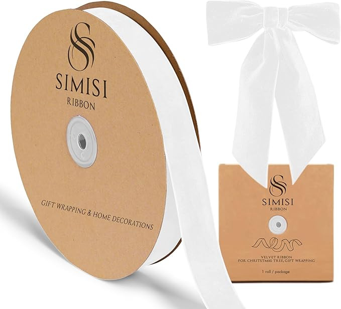 White Velvet Ribbon 1'' 25 Yards for Christmas Tree, Gift Wrapping, Flower Bouquet, Wreath Decora... | Amazon (US)