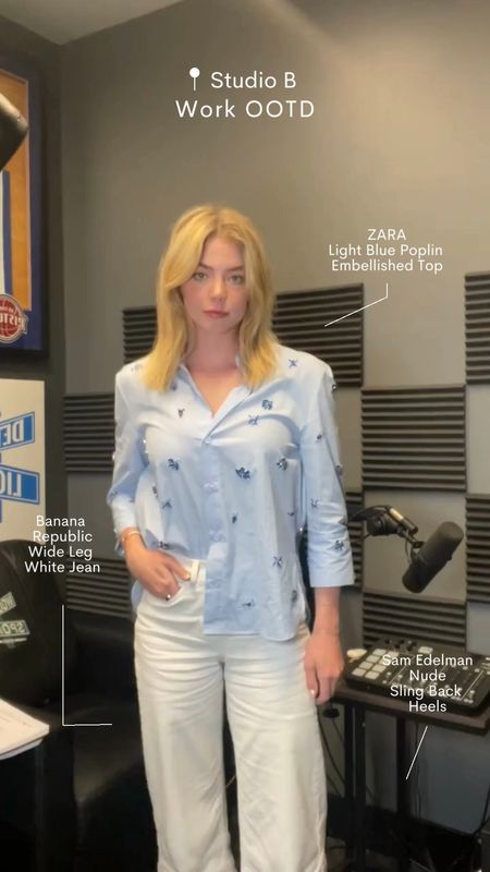 Work outfit :) 

White jeans, blue button down, work, nude heels

#LTKworkwear #LTKBacktoSchool #LTKstyletip