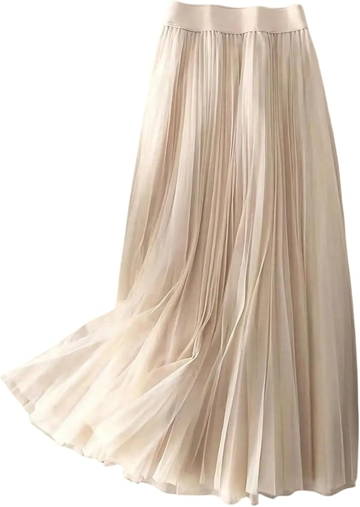 SHENHE Women's Tulle Skirt Mesh Pleated Layered A Line High Waist Elegant Flowy Long Skirt | Amazon (US)