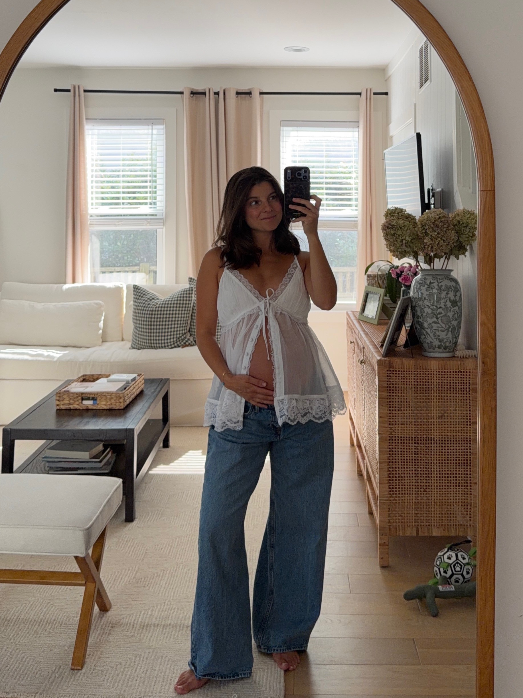 [7/16/26] my @abercrombie code is live! wearing small in top and 29 short in jeans (currently 32 weeks pregnant). Cute option for a maternity shoot outfit or announcement!

*Use code AFVIVIANE to get an additional 15% off almost everything in stores and online at checkout from July 16, 2026 to July 20, 2026 in US/CA. Exclusions apply. See details online.

#LTKSaleAlert #LTKPetite #LTKBump