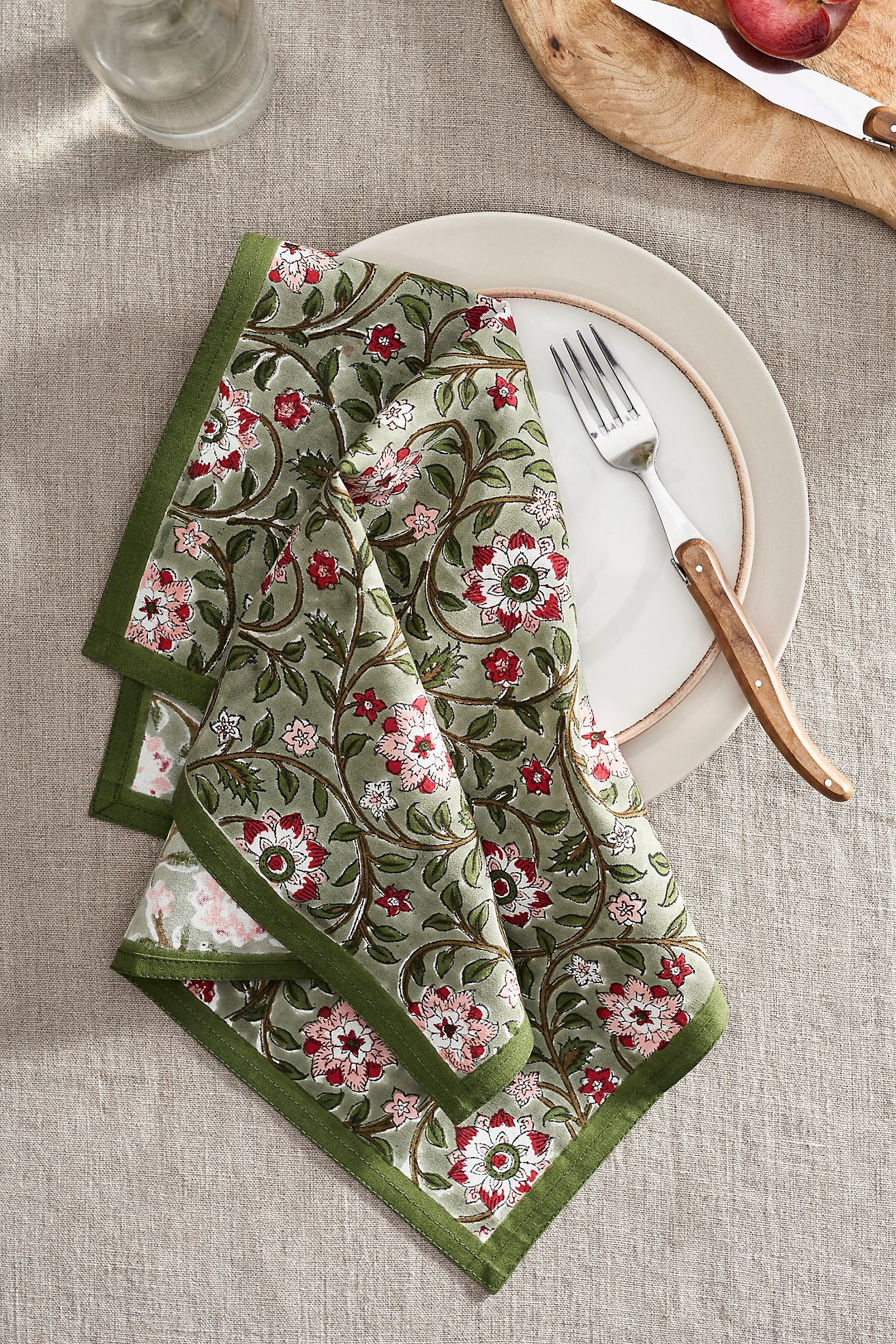 Roja Cotton Napkins, Set of 4 Green | Anthropologie (US)