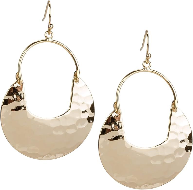 SPUNKYsoul Crescent Hammered Silver Earrings in Gold or Silver for Women | Amazon (US)