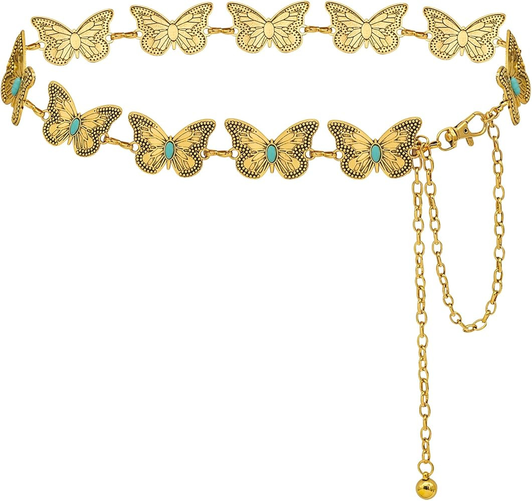 Waist Chain Belts Women Girls Metal Belly Link Adjustable Waist Belt for Jeans and Dress | Amazon (US)