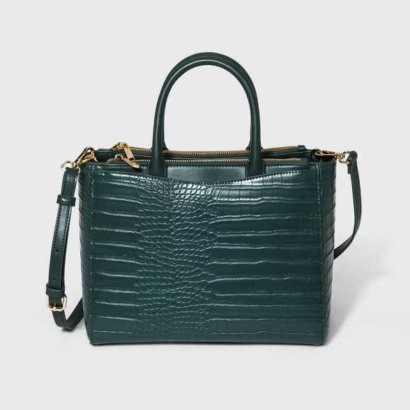 Triple Compartment Zip Closure Satchel Handbag - A New Day™ | Target