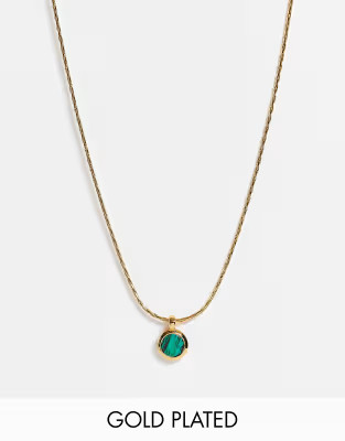 ASOS DESIGN 14k gold plated necklace with malachite pendant | ASOS (Global)