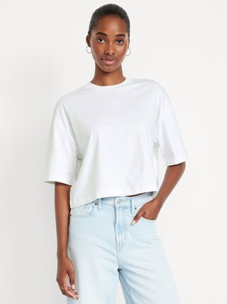 Vintage Crew-Neck Oversized Crop T-Shirt | Old Navy (CA)