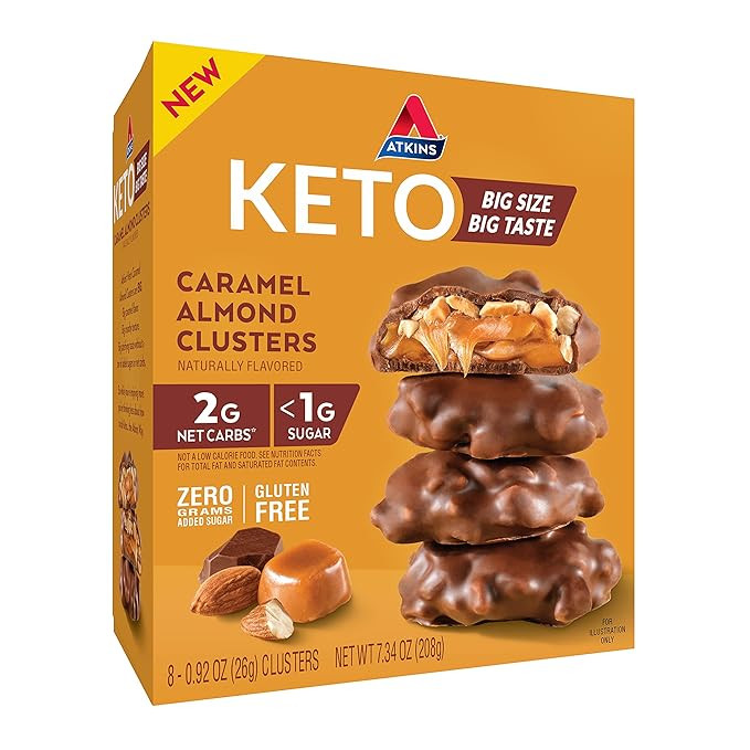 Atkins Keto Caramel Almond Clusters, Keto-Friendly, 8 Count | Amazon (US)