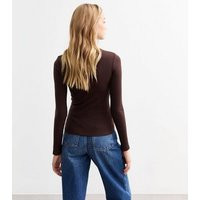 Dark Brown Rib Roll Neck Top New Look | New Look (UK)