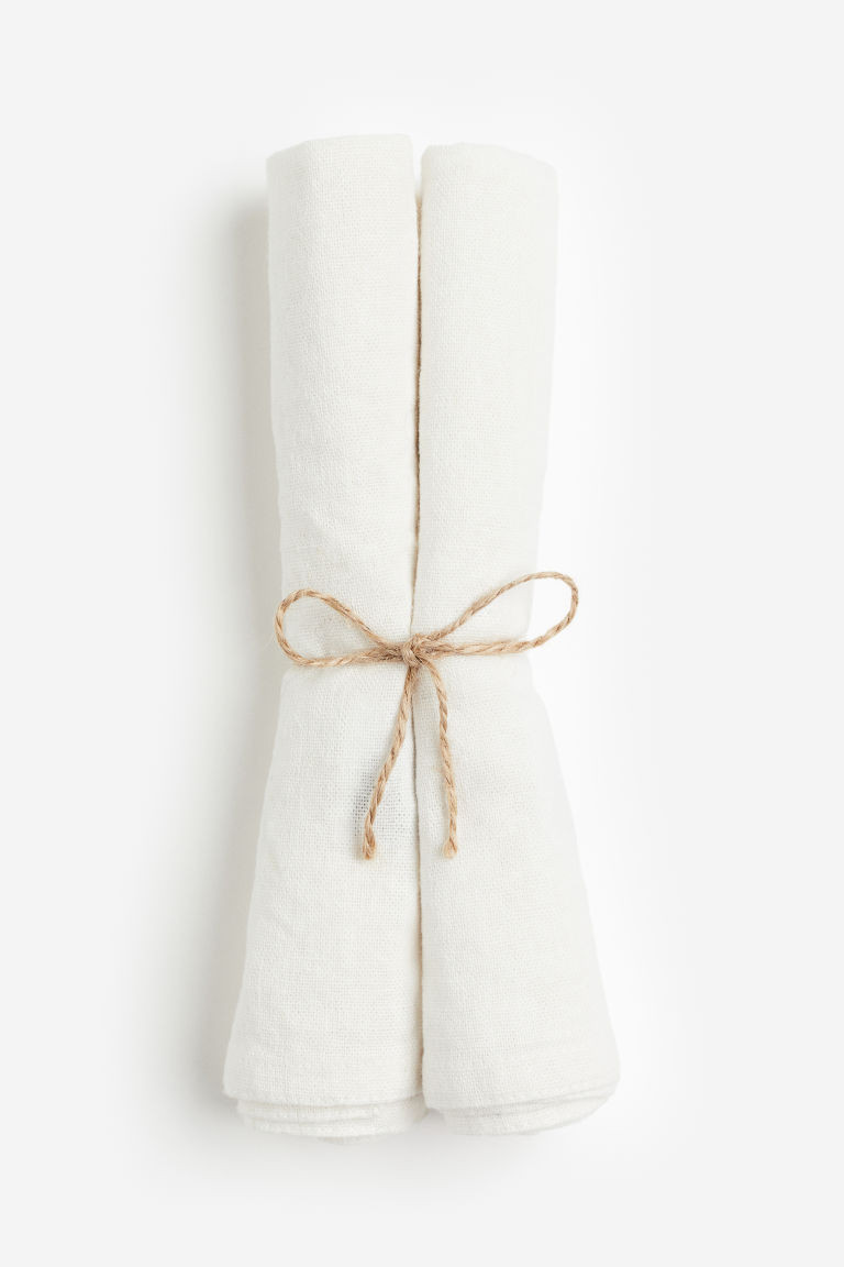H & M - 2-pack Linen-blend Napkins - White | H&M (US + CA)