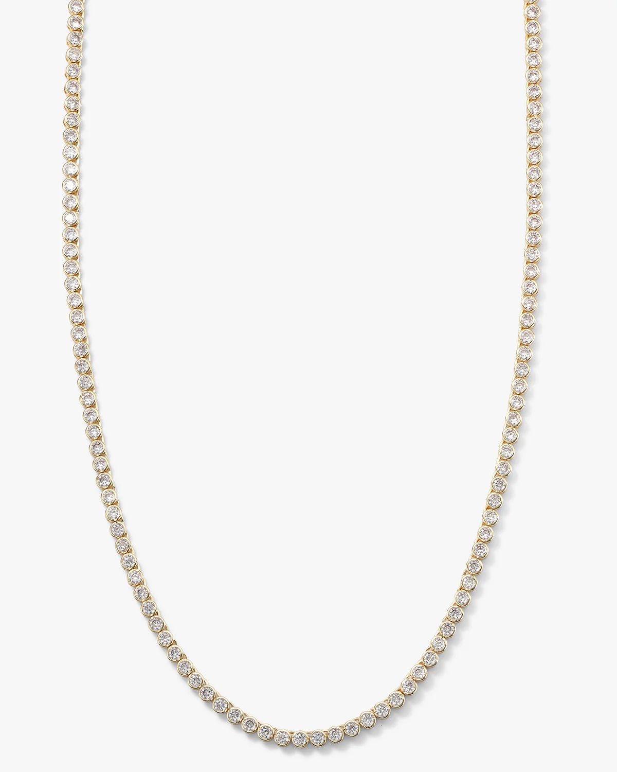 Baroness Tennis Necklace 21.5" - Gold|White Diamondettes | Melinda Maria