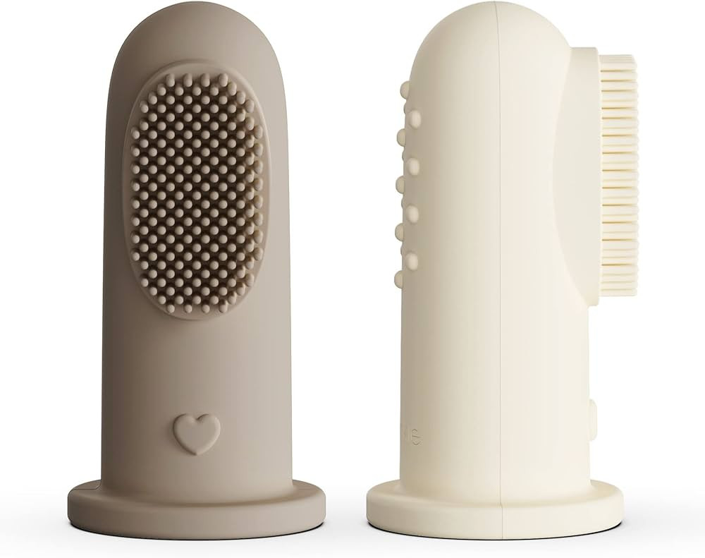 Moonkie Baby Toothbrush Finger Toothbrush Oral Cleaner Kit for 3 Months +, 2 Pcs (Warm Taupe/Ivor... | Amazon (US)