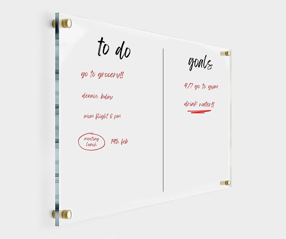 Acrylic Wall Calendar and To Do Goals - Personalized Calendar 2024, Horizontal Wall Calendar, Mon... | Amazon (US)