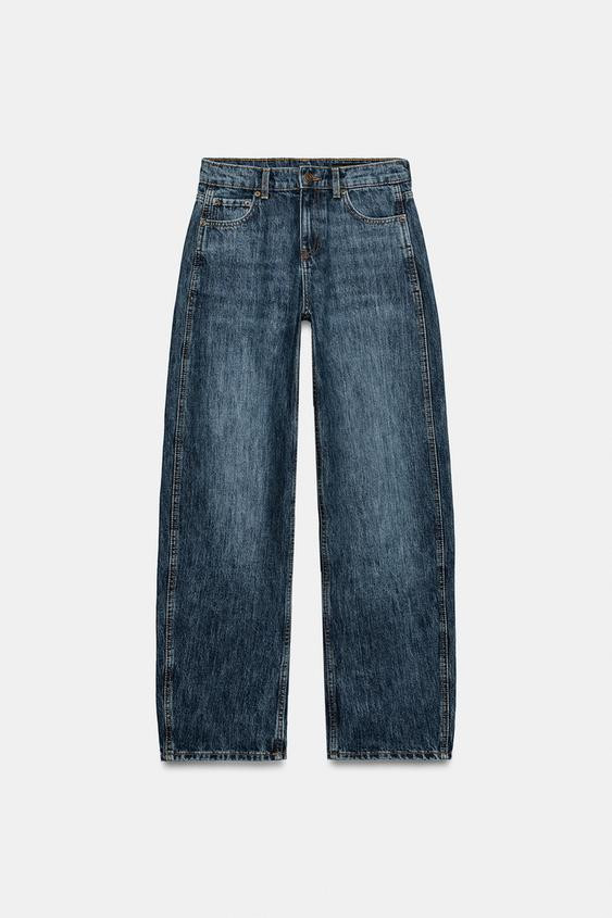 Zara - Zw Collection Curved Straight Low-Rise Jeans - Mid-Blue - 28 (Ca 6) - Woman | Zara Canada