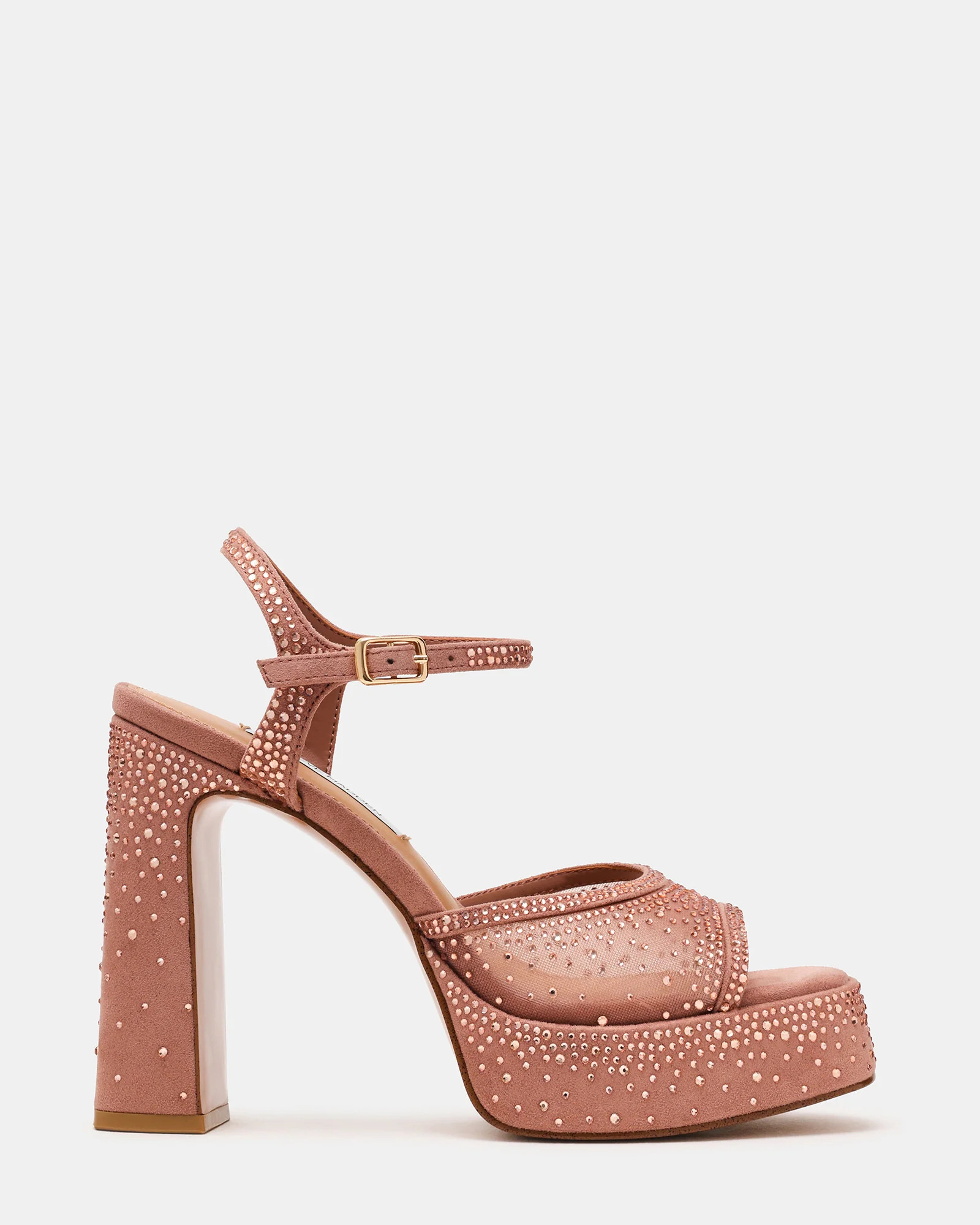 LIANDRA Mocha Rhinestones Square-Toe Platform Women's Heel | Steve Madden (US)