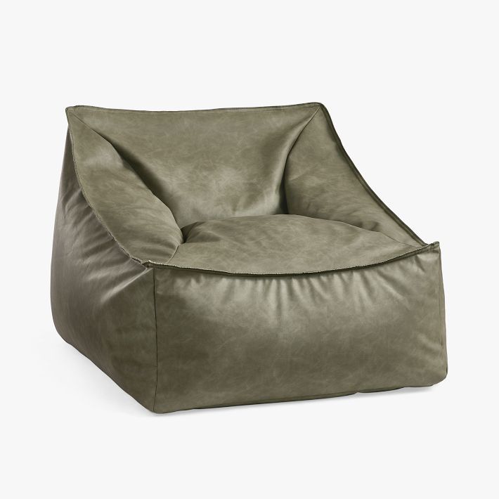 Faux Leather Olive Modern Lounger | Pottery Barn Teen