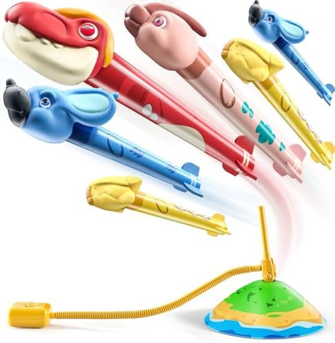 TEMI Dinosaur Rocket Launcher - 6 Dino Rockets, Launch up to 100 ft, Fun Outdoor or Indoor Kids T... | Amazon (US)