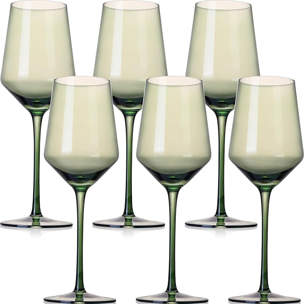 comfit Green Wine Glasses Set of 6, 15oz Colored Red/White Wine Glass for Home, Party, Wedding, W... | Amazon (US)