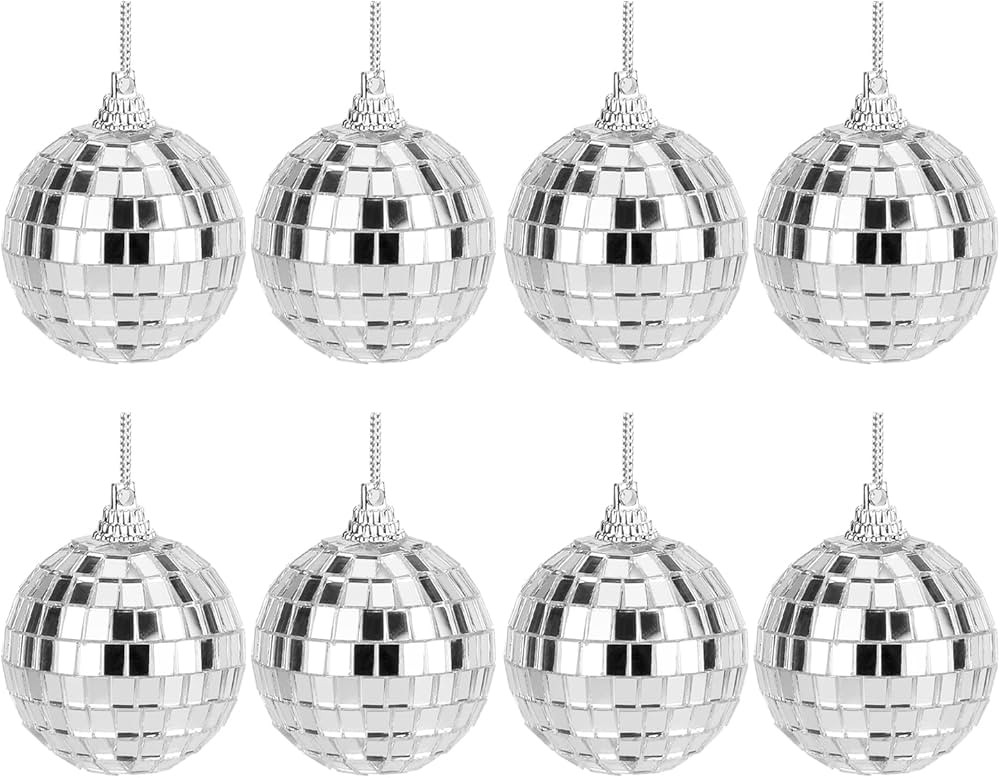 Mirror Disco Balls Set - Silver Disco Party Decoration Bright Reflective Mirror Christmas Balls E... | Amazon (US)