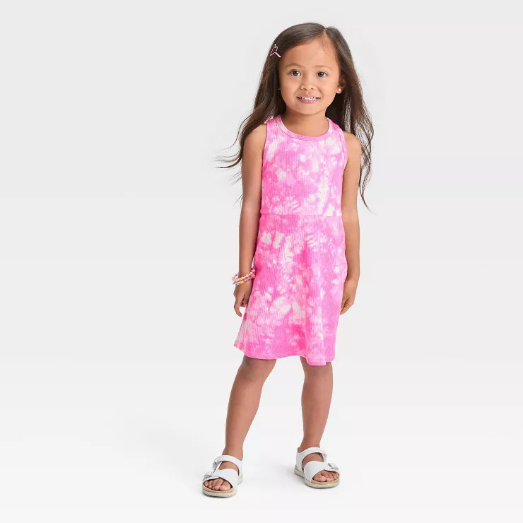 Toddler Girls' Ribbed Tie-Dye Tank Dress - Cat & Jack™ Pink | Target