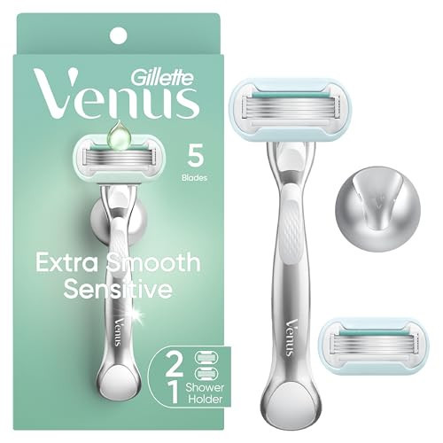 Gillette Venus Extra Smooth Sensitive Razor for Women, Includes 1 Reusable Razor Handle + 2 Refills, for Sensitive Skin with Metal Handle and Shower Holder | Amazon (US)