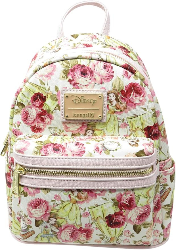 Loungefly Belle Beauty and the Beast Character Floral Print Mini Faux Leather Backpack | Amazon (US)