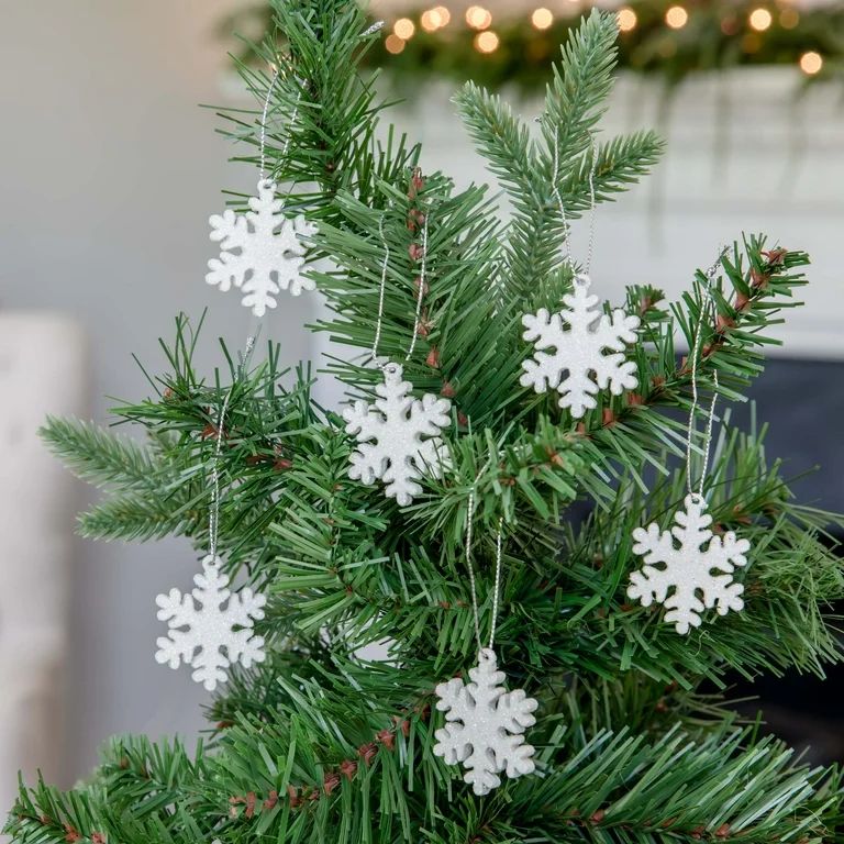 Holiday Time White Snowflake Mini Ornaments, 6.13", 6 Count | Walmart (US)