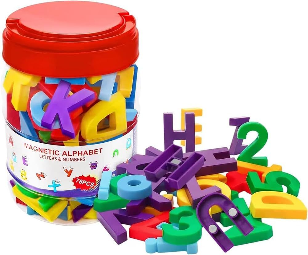 Magnetic Letters and Numbers Toy Set: Strong Magnetic 78 PCS Colorful Alphabet Magnets for Toddle... | Amazon (US)