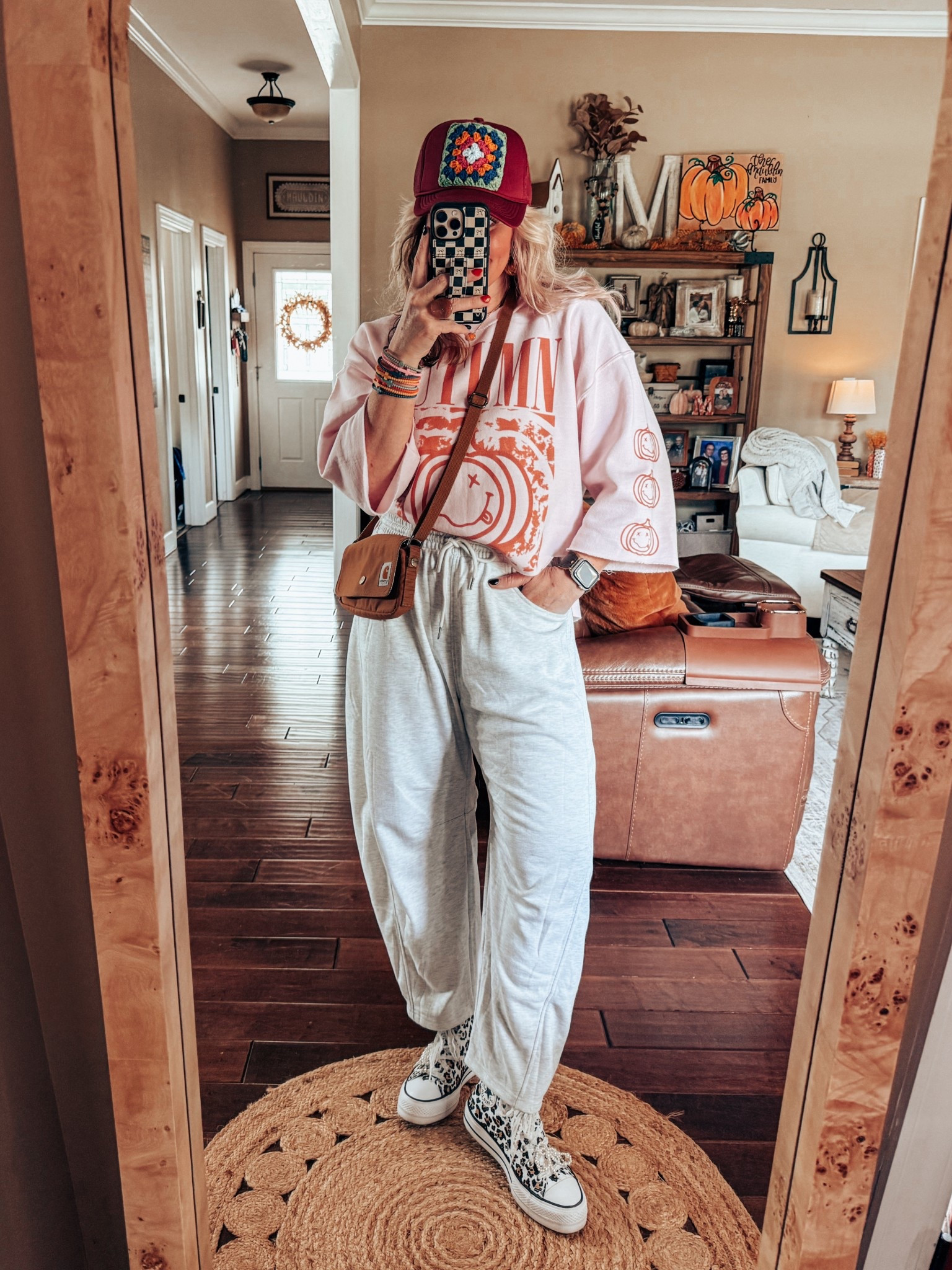 This cut turned out so cute and it’s also the cutest sweatshirt. I’m wearing a large in it. These barrel sweatpants are so comfy and I love the fit. I’m wearing a medium in them  
✨Save on earrings @shopbeljoy with code MANDIE25 

#LTKOver40 #LTKFindsUnder50 #LTKStyleTip