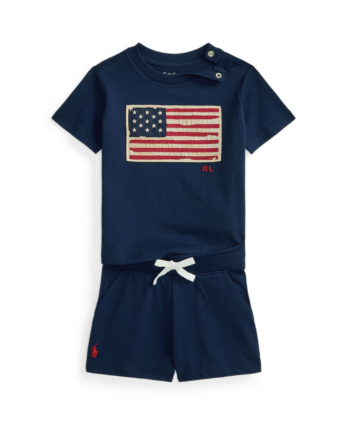 Ralph Lauren Baby Boys' Flag Jersey T-Shirt and Shorts, 2-Piece Set - Cruise Navy | Macy's