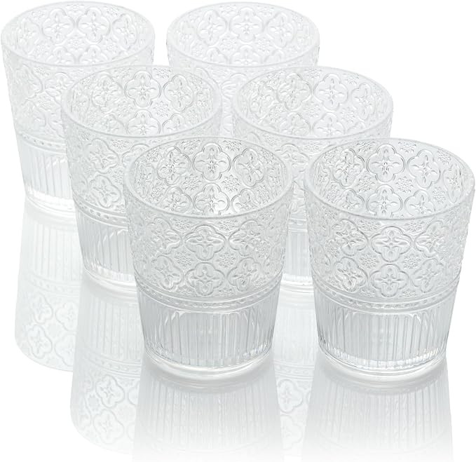 Victoria Clear Set of 6 Premium Acrylic DOF Glass 16 oz – Unbreakable Drinkware with Elegant Em... | Amazon (US)