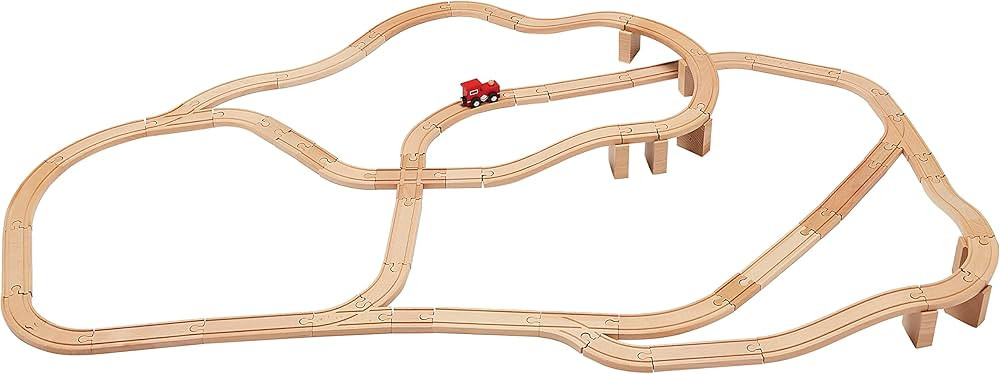 Amazon Basics 65-piece Wooden Train Railway Construction Set with Track - Compatible and Train Ra... | Amazon (US)