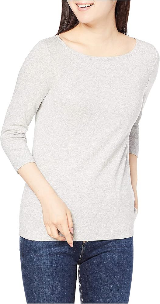 Amazon Essentials Women's Slim-Fit 3/4 Sleeve Solid Boat Neck T-Shirt | Amazon (US)