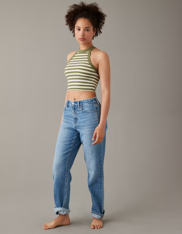 AE Cropped Striped High-Neck Tank Top | American Eagle Outfitters (US & CA)